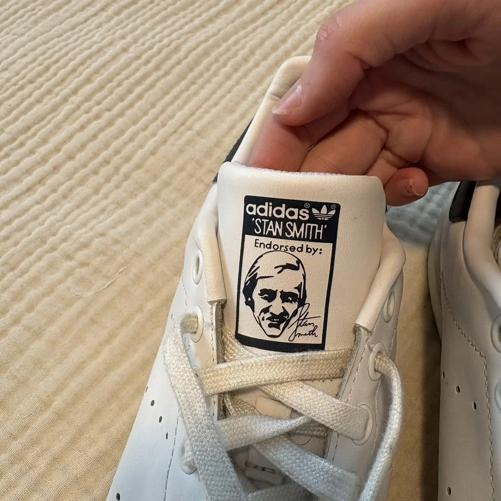 Adidas Stan Smith Sneaker Cloud White Navy Mens Size 7.5 Athletic Sports